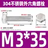Ventas Directas de Fábrica M3-M12 GB 304 acero inoxidable Tornillo hexagonal exterior cabeza hexagonal tornillo hexagonal