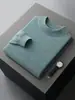Suéter de Punto de Lana de Cuello Alto Medio para Hombre 100% Lana Nuevo Suéter de Punto Casual de Negocios Prenda Base de Punto Color Sólido Top
