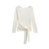 Camiseta Sexy de Manga Larga que Ceñe la Cintura, Nueva Moda Otoño, Cuello Asimétrico, Top Base Ajustado para Mujer