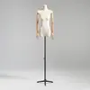 Maniquí de Exhibición para Tienda de Ropa, Base para Maniquí, Maniquí Femenino de Media Figura con Terciopelo, Pecho Plano, Cuerpo Plano, Accesorios, Maniquí para Escaparate, Soporte de Modelo