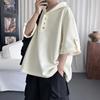 Moletom Preto com Capuz de Manga Curta para Meninos Ootd Wear Bonito Casual de Alta Qualidade Esportivo Respirável Camiseta de Manga Três Quartos