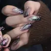 Ling Luo Original Estilo Europeo y Americano Chica Atractiva Aurora Oscura Mariposa Atmósfera Ojo de Gato Uñas Postizas Hechas a Mano Productos Terminados Venta al por Mayor