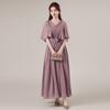 Vestido Sencillo de Color Sólido Estilo Coreano de Aliexpress 2026 Verano Nuevo Cuello en V Moda Tendencia Vestido Largo Suministro de Fábrica