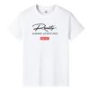 Al por mayor 2021 Verano Nueva Camiseta de Manga Corta para Hombre Azul Neblina Holgada Talla Grande Moderna Estampado de Letras Manga Media Algodón