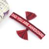 Pulsera de la amistad personalizada con lazo de color bordado y borlas de estilo étnico europeo y americano.