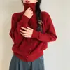 Cárdigan de punto de cuello alto estilo coreano para mujer, nueva temporada 2026, estilo perezoso vintage, sensación de alta gama, abrigo suéter engrosado