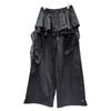 Pantalones Casuales Sueltos de Pierna Ancha Falsos de Dos Piezas con Dobladillo de Encaje y Cinta, Estilo Nuevo Elegante para Mujer, Verano 2025