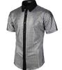 Camisa Formal para Hombre 2025 Camisa Lentejuelas Abotonada Fiesta Disco Años 70 Disfraz Cosplay Xuanzi