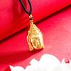 Collar con cabeza de Buda de oro de Vietnam, cadena de cuerda ajustable tejida a mano, colgante de Guanyin, joyería de estilo nacional para hombre y mujer al por mayor