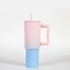 Taza de coche con asa de 40 oz para viajes transfronterizos, termo de acero inoxidable 304, taza fría con pajilla portátil para exteriores, venta al por mayor