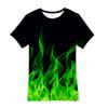 Suministro Directo Transfronterizo de Camisetas de Manga Corta para Niños con Estampados Digitales 3D de Llamas y Rayos, Ropa de Verano para Niños al por Mayor, Tejido con Protección Solar
