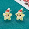 Brincos de Natal de nicho, brincos fofos para piercing, brincos de resina, novos brincos simples, pequenos e elegantes da moda para mulheres