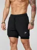 Pantalones Cortos Deportivos para Hombre 2 en 1 Doble Capa Músculo Entrenamiento Deportivo Fitness Casual Sueltos Estampados Secado Rápido