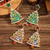 Pendientes de Navidad transfronterizos europeos y americanos, pendientes clásicos de árbol de Navidad con cuentas de metal, pendientes de moda de reno y lazo con pedrería