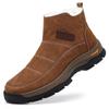 Lana invierno cálido Botas de nieve para hombre al aire libre cuero genuino piel de vaca zapatos casuales para hombre zapatos de caña alta acolchados de algodón zapatos para hombre del noreste