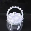 Bolsa de Ombro de Cetim com Renda Branca Cesta Caixa de Anel Proposta de Casamento Ocidental Laço Exquisito Caixa de Joias Decorativa