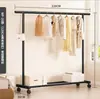 Simple tendedero de piso para secar ropa para uso doméstico, perchero móvil para dormitorio, tendedero interior, perchero de una barra para dormitorio