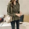 2026 Otoño Temprano Nueva Blusa Coreana Elegante para Mujer con Cintura Ajustada Adelgazante de Cuello en V y Manga Larga Moda Coreana de Tendencia