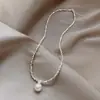 Colar de Pérolas Prateadas Quebradas para Mulheres, Corrente de Clavícula com Zircônia, Colar para Suéter, Corrente de Pescoço Niche de Luxo Leve, Joias de Alta Qualidade