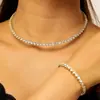 Conjunto de Duas Peças de Colar Gargantilha e Pulseira Zircônia Pérola Luxo Leve, Conjunto de Corrente para Clavícula Estilo Francês para o Dia a Dia, Acessórios para Noiva