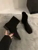 Botas Martin retro de gamuza de suela plana para mujer, nuevas botas sencillas de primavera y otoño 2024 con cremallera trasera, botines ajustados de estilo francés