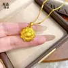 Colgante de Oro de Arena Método Antiguo Estilo Chino Nuevo Alta Retención de Color Girasol hellokitty Colgante de Paz Cadena de Suéter de Gato Kitty Mujer