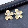 Aretes franceses de oro mate estilo europeo y americano para mujer, exagerados, sencillos de metal, de alta gama, con temperamento retro