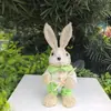 [conejo de paja de 25 cm] Adornos artesanales decorativos de Pascua decoración retro para el hogar estilo pastoral