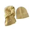 Conjunto de Chapéu e Cachecol 100% Lã Pura Peça Única Cor Lisa Masculino e Feminino Outono e Inverno Conjunto Combinado Espesso e Quente Transfronteiriço