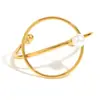 Pulsera de Acero Inoxidable Chapado en Oro de 18K con Perlas de Imitación y Hilo Anudado, Diseño Personalizado Simple y Versátil, Transfronteriza Europea y Americana, para Mujer