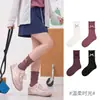 1743 Calcetines infantiles al por mayor, colección otoño/invierno, estilo princesa Miu, calcetines de media pantorrilla con corbata de moño, algodón de doble capa, con bordes rizados, calcetines para niñas