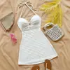 Vestido de Comercio Exterior Transfronterizo de Amazon Verano Estilo Resort Europeo y Americano Falda de Tirantes Sexy Halter Falda Midi Playa