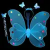Asas de Borboleta conjunto de quatro peças fantasia de performance para menina adereços de performance asas de elfo anjo luminosas de camada dupla atacado