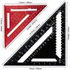 Regla Escuadra para Carpintería Modelo B con Base Ancha, Versión Delgada Engrosada de 12 Pulgadas Métrica e Imperial, Regla Triangular de Aleación de Aluminio de 7 Pulgadas