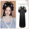 Peluca Hanfu con Diadema Integrada, Peinado Recogido Estilo Antiguo, Base de Peluca Tradicional para Peinado Hanfu de la Dinastía Ming
