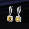 Pendientes de plata de imitación de moissanita de 1 quilate con diseño de princesa, estilo popular, de moda, para mujer.
