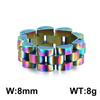 Anel de Corrente de Tira para Casal Hip-hop Europeu e Americano Simples 8/9/10mm Corrente de Relógio Anel de Aço Inoxidável Masculino e Feminino