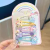 5 Pasadores Infantiles Dulces Montados en Tarjeta, Pinzas para el Cabello de Dibujos Animados Súper Lindas, Pinzas Laterales de Princesa, Pinzas para Flequillo de Colores Dulces de Hada