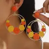 E13542 Brincos de Flor Tecidos em Ráfia Estilo Boêmio, Brincos de Flor Exagerados Dopamina Personalizados Elegantes