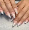 Set de 24 Piezas de Uñas Postizas Transfronterizas Europeas y Americanas, Colección de Uñas Postizas Puntiagudas Largas Estilo Chica Picante Dulce y Fresca a la Moda, Venta al por Mayor de Uñas Postizas con Combinación de Colores Macaron