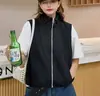 Chaleco con cuello alto estilo coreano y cordón para mujer, nuevo modelo primavera y otoño 2026, estilo casual simple, sin mangas, con cremallera, chaleco adelgazante