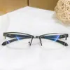 Gafas de Media Montura con Graduación Anti-Luz Azul Estilo Nuevo, Gafas de Moda y Sencillas de Negocios Sin Graduación, Tendencia al por Mayor C
