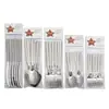 Conjunto de Talheres de Aço Inoxidável com Corda de Cânhamo, Garfo e Colher em Bolsa de PVC, Conjunto de 6 Peças com Padrão Retrô para Comida Ocidental e Steak