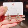 Elegantes pequenos brincos de amor micro cravejados com zircônia, personalidade feminina, moda, coração de pêssego, estilo retrô de Hong Kong, estilo coreano, brincos de luxo leve