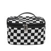 Bolsa de Cosméticos Clásica Blanca y Negra, Bolsa de Cosméticos con Patrón de Tablero de Ajedrez, Bolsa de Almacenamiento Impermeable Serie Blanca y Negra