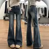 Novedad Otoño 2026 Estilo Retro Americano Jeans Micro-Campana Mujer Cintura Alta Adelgazantes Elásticos Acampanados para Bajitas