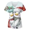 2024 Estação Independente de Comércio Exterior Outono e Inverno Novo Natal Digital Impressão 3D Gola V Bolso com Aba Calça Camiseta de Manga Curta Uniforme de Enfermagem Feminino