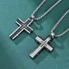Amazon Transfronterizo Nuevo Colgante de Acero Inoxidable con Sello de Cruz Cuadros Personalizado Retro Diamante para Hombre Collar para Mujer