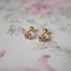 Ziwei e Taibai ~ S925 Prata Banhado Ouro 14K Parafuso Roxo Super Flash Bonito Orelha Unha Osso Orelha Unha Dormir Livre
