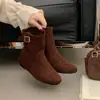 Botines nuevos de otoño e invierno para mujer Birkenstock con aumento interno de altura, punta redonda, suela plana, adelgazantes y diseño de bota vaquera occidental